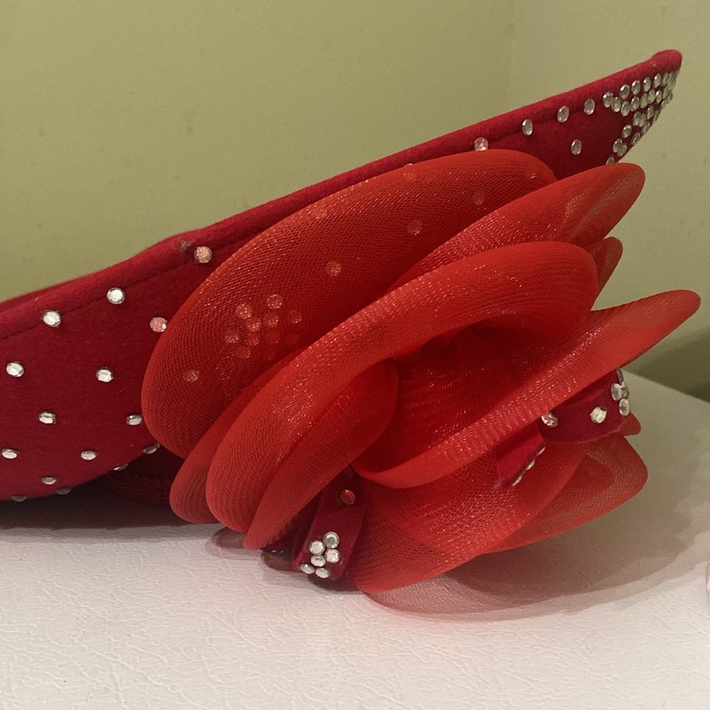 Gorgeous Red Wool Dress/Church/Kentucky Derby Hat by Deborah - Picture 10 of 12